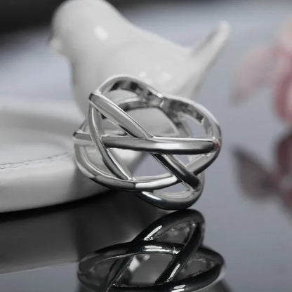 Women Men Exquisite 925 Sterling Silver Cross Fishing Net Rings Bride Princess Wedding Engagement Jewelry