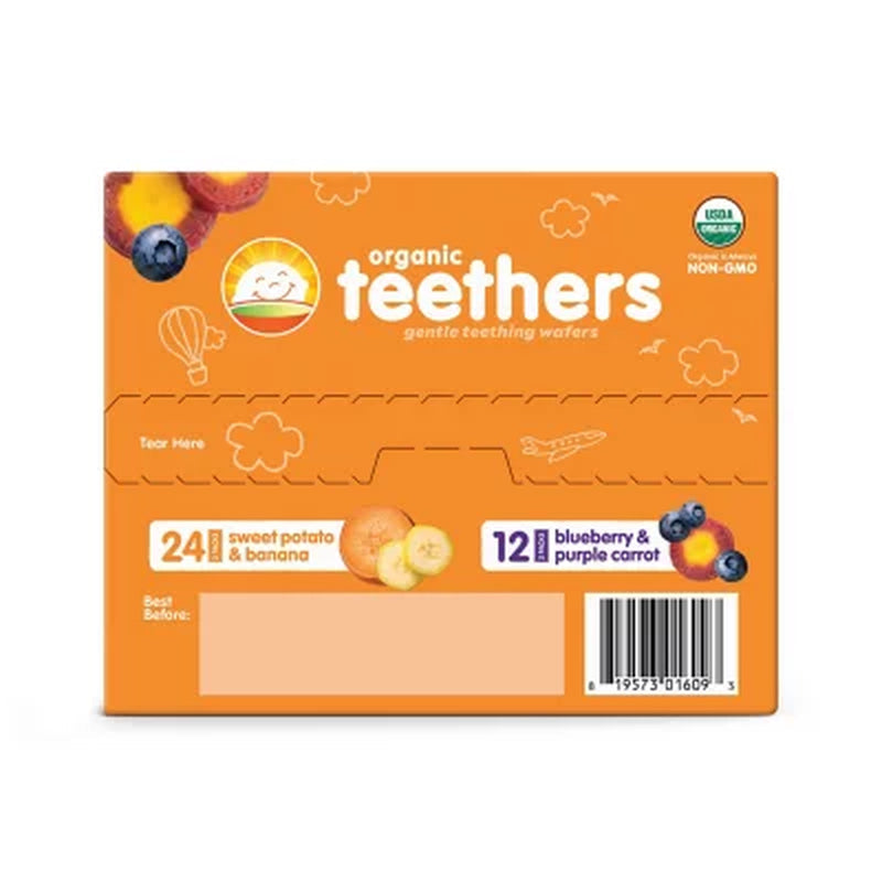 Happybaby Organics Teething Wafers, Variety Pack, 36 Ct.