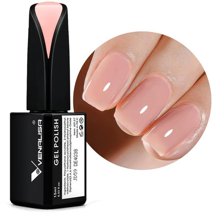 VENALISA 15ml Gel Nail Polish, Pure White Color Soak Off UV LED Nail Gel Polish Nail Art Starter Manicure Salon DIY at Home, 0.53 OZ