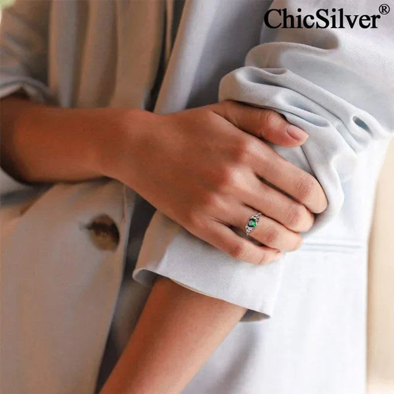 ChicSilver 925 Sterling Silver Rings for Women Gem Stone Heart Celtic Knot 12 Months Birthstone Jewelry for Her