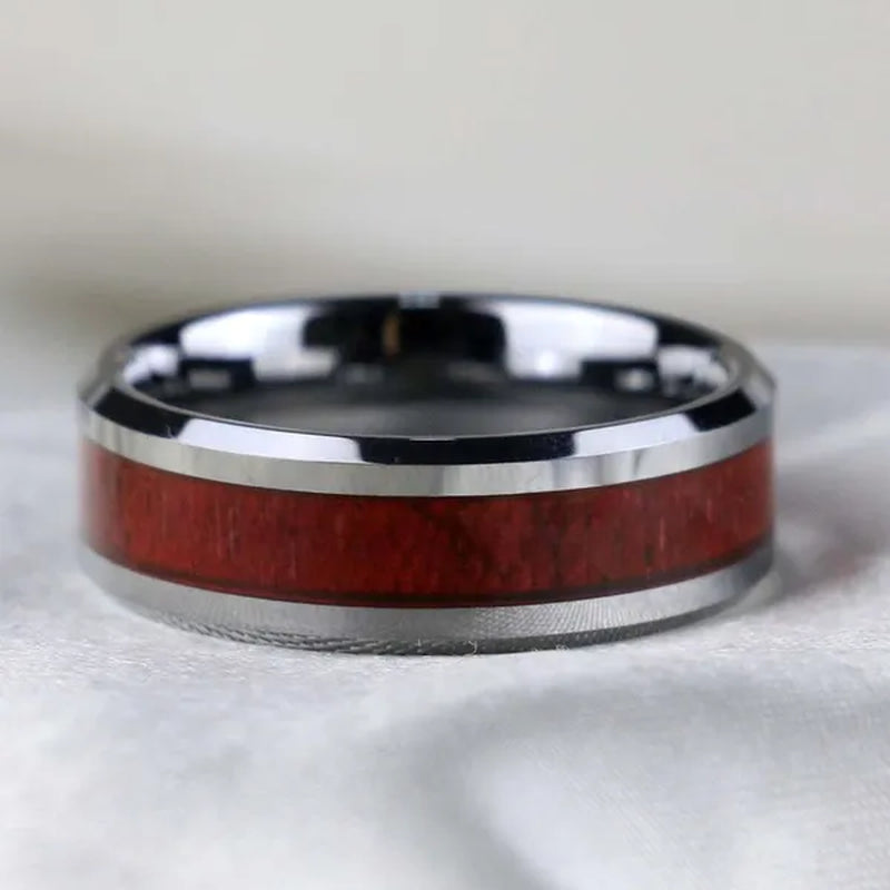 TWO RINGS Sz6-12 Couple Rings His Hers Ruby Heart Shape Cz Womens Ring Tungsten Steel Ring