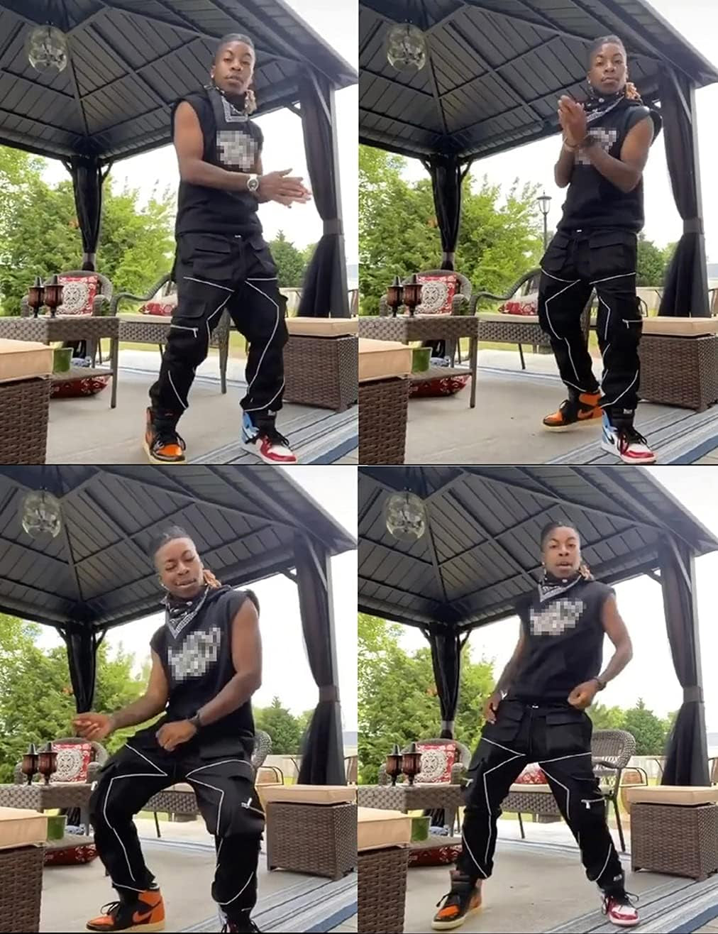 Mens Cargo Pants Hip Hop Techwear Harem Pant Jogger Sweatpants with Pockets Jogging Punk Khaki XL
