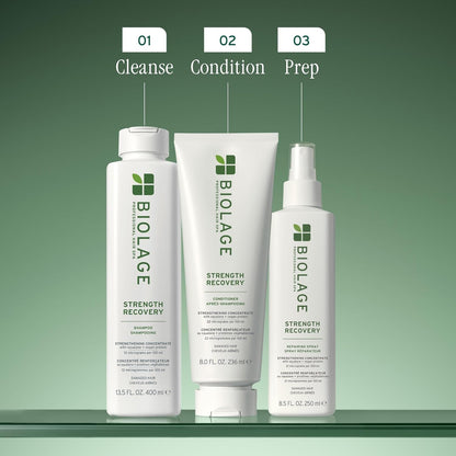 Biolage Strength Recovery Shampoo - Reduces Breakage & Detangles, for Damaged Hair, with Olive Squalane & Vegan Proteins, Paraben & Mineral Oil-Free, Packaging May Vary