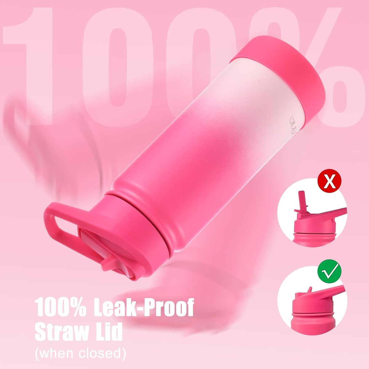Kids Water Bottle for School, 16Oz Stainless Steel Insulated Water Bottle Kids with Straw Lid for Girls, Boys (Sweat Peach)