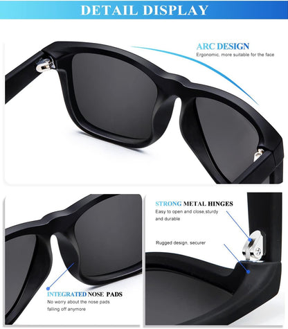 Sunglasses Men Polarized Sun Glasses for Mens Womens Classic Matte Black Frame UV Protection 3Pack