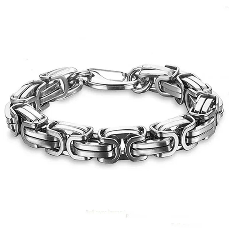 Men Jewelry Silver Stainless Steel Strong Byzantine Chain Curb Cuban Bracelet or Necklace 7inch-40inch