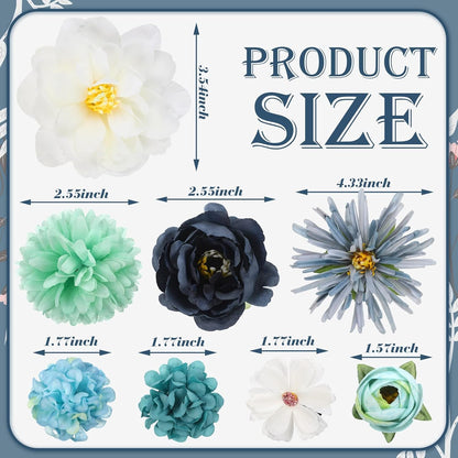 21 Pcs Flower Hair Clip Rose Hair Clips Barrettes for Women Flower Accessories Boho Bride Claw Clip Hairpin Brooch Pin Headpiece for Wedding(Light Blue)