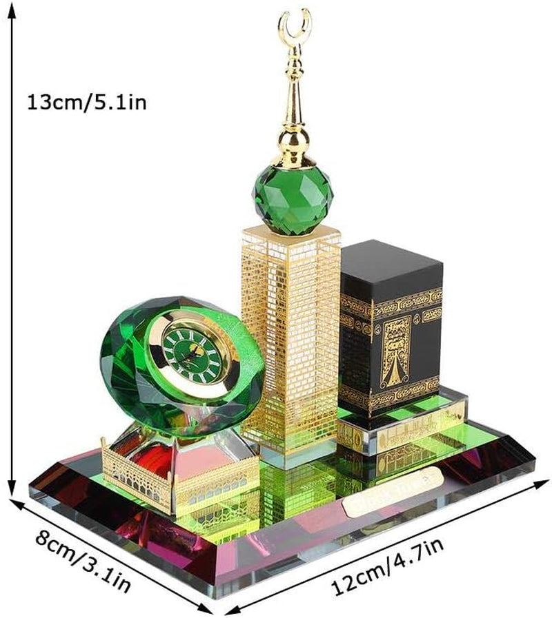 Crystal Collectible Figurines for Home Decor Muslim Kaaba Clock Tower Model for Desktop Ornament Islamic Architecture Muslim Religious Supplies