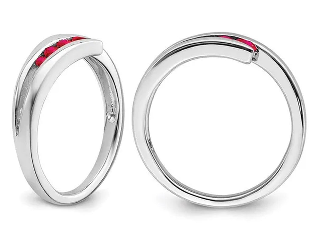1/5 Carat (ctw) Natural Ruby Ring in 14K White Gold