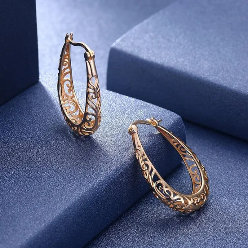 Women Vintage 925 Sterling Silver Hollowout Arabesquitic Earrings