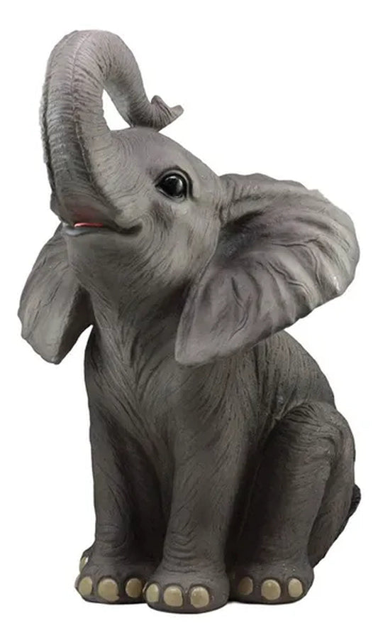 Ebros Ruby The Elephant Sitting Pretty with Trunk Up Large Statue 17" Tall Circus Carnival Elephants Fortune Feng Shui Good Luck Figurine Home Decor Sculpture