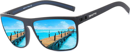 Polarized Sunglasses for Men Lightweight TR90 Frame UV400 Protection Square Sun Glasses