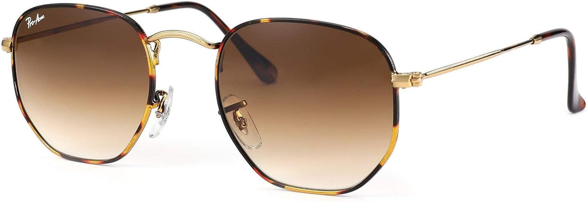 Small Square Sunglasses for Women Men 100% Real Glass Lens Hexagonal Frame