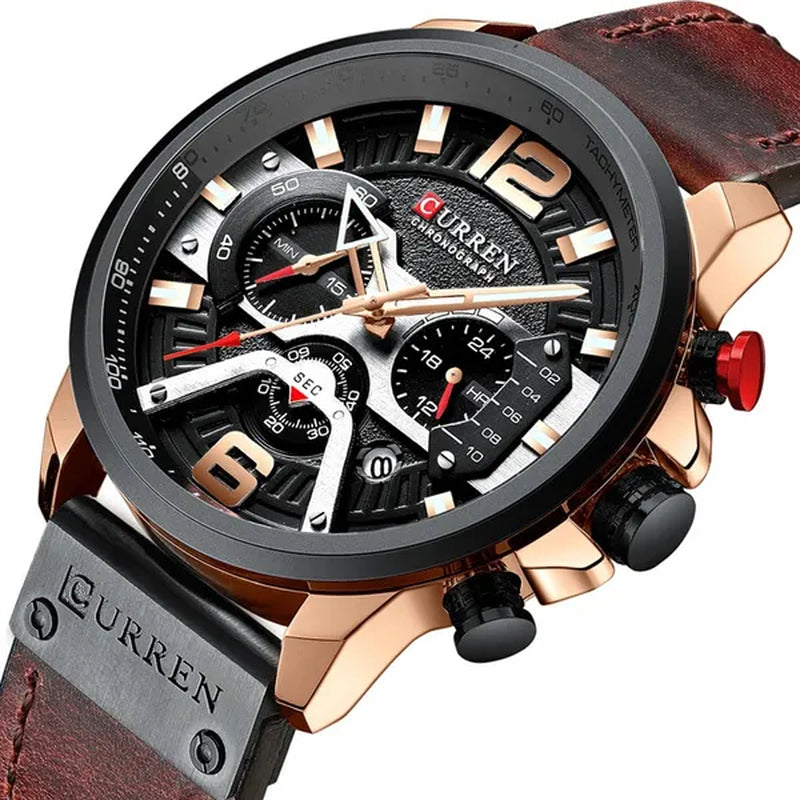 TOP SALE CURREN 8329 Mens Watches with Multi-function Quartz Chronograph Calendar Watch