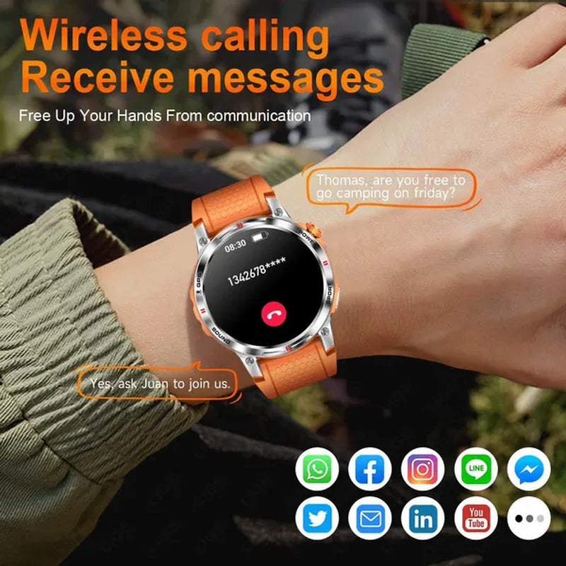 LIGE GPS 100+ Sport Modes Smart Watch Men Compass Military With LED Flashlight Bluetooth Call Sport Tracker IP68 Waterproof Smartwatch For Women Android IOS