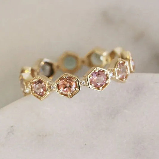 WomenRing Pink Sapphire Jewelry Anniversary Proposal Promise Gift Bride Engagement Wedding