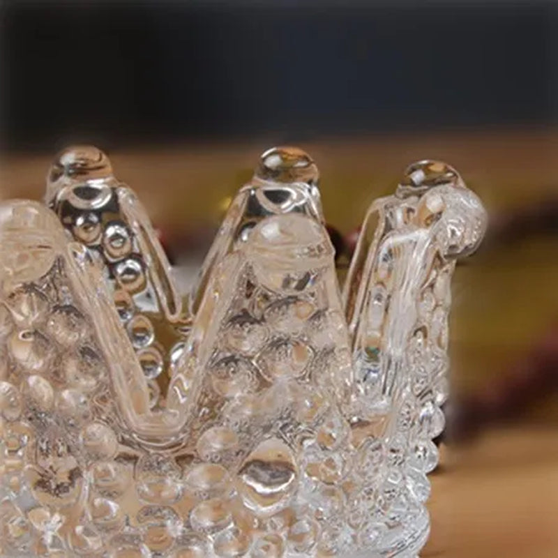 Crown Candlestick Candle Holder Transparent Glass Crystal Wedding Home Decor Big Tealight Candle Stand