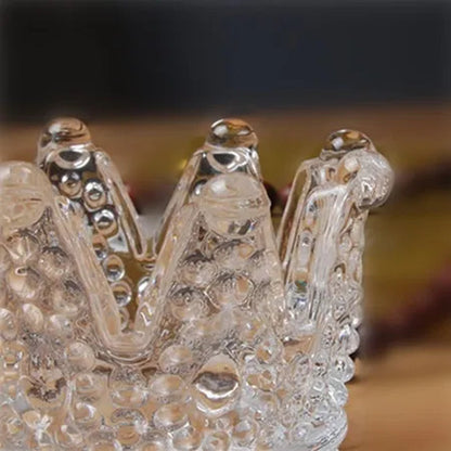Crown Candlestick Candle Holder Transparent Glass Crystal Wedding Home Decor Big Tealight Candle Stand