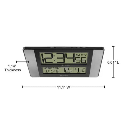 11 In. X 7 In. Atomic Digital Clock with Temperature and Humidity in Aluminum Finish