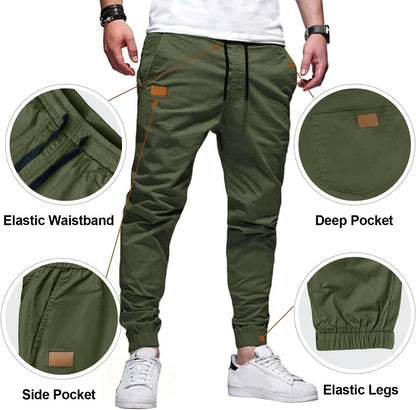 Joggers for Men Cotton Drawstring Chino Cargo Pants Hiking Outdoor Twill Track Jogger Sweatpants