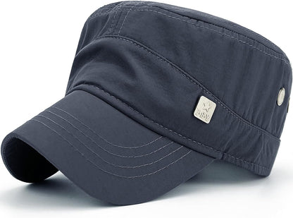Polyester Water Resistant Military Caps for Men Quick Dry Cadet Hats for Women Army Cap Flat Top Dad Hat
