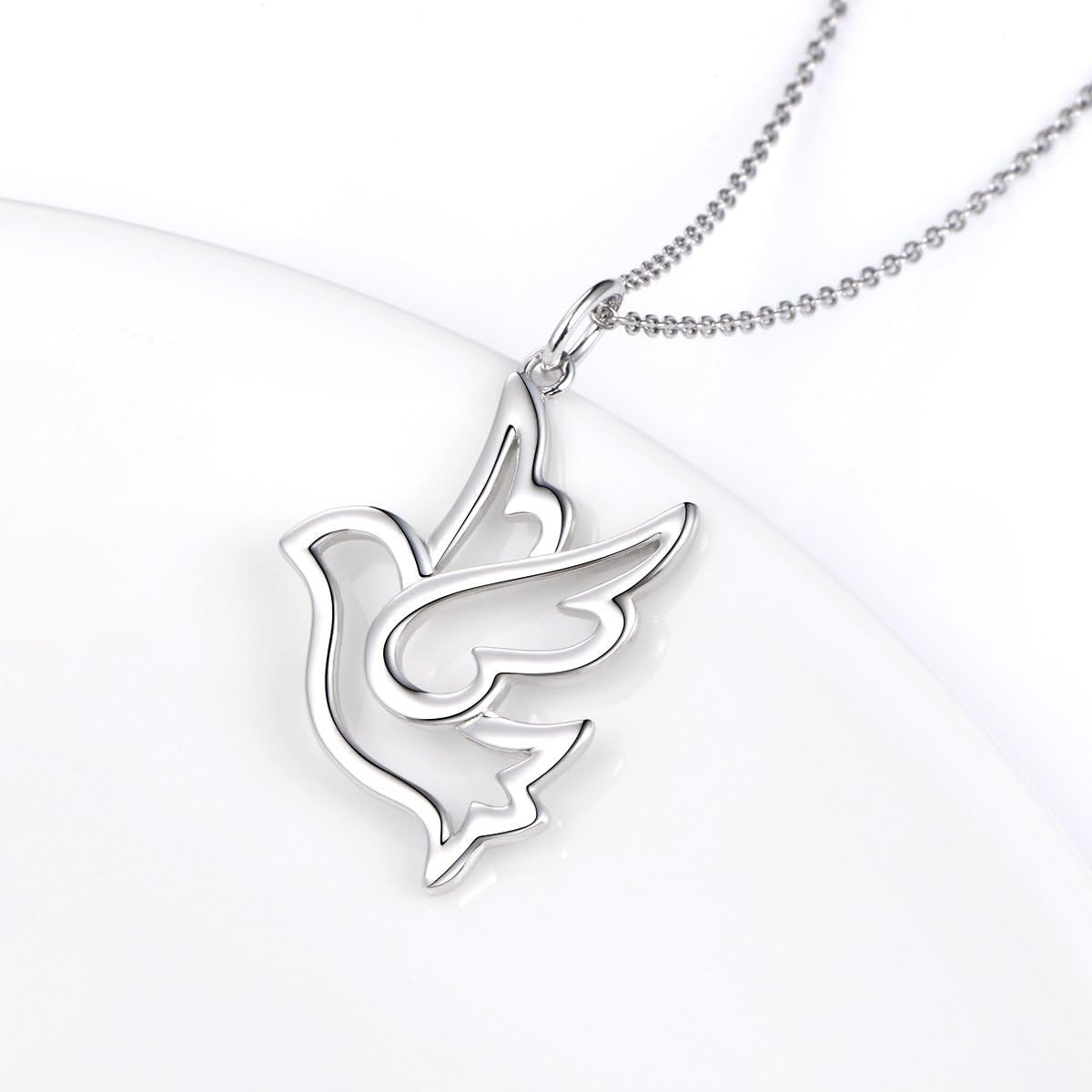 S925 Sterling Silver Jewelry Animal in Heart Pendant Necklace 18 Inches