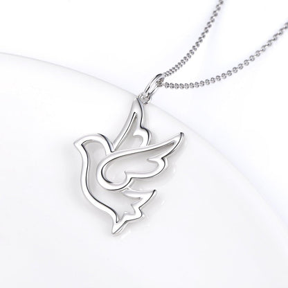 S925 Sterling Silver Jewelry Animal in Heart Pendant Necklace 18 Inches