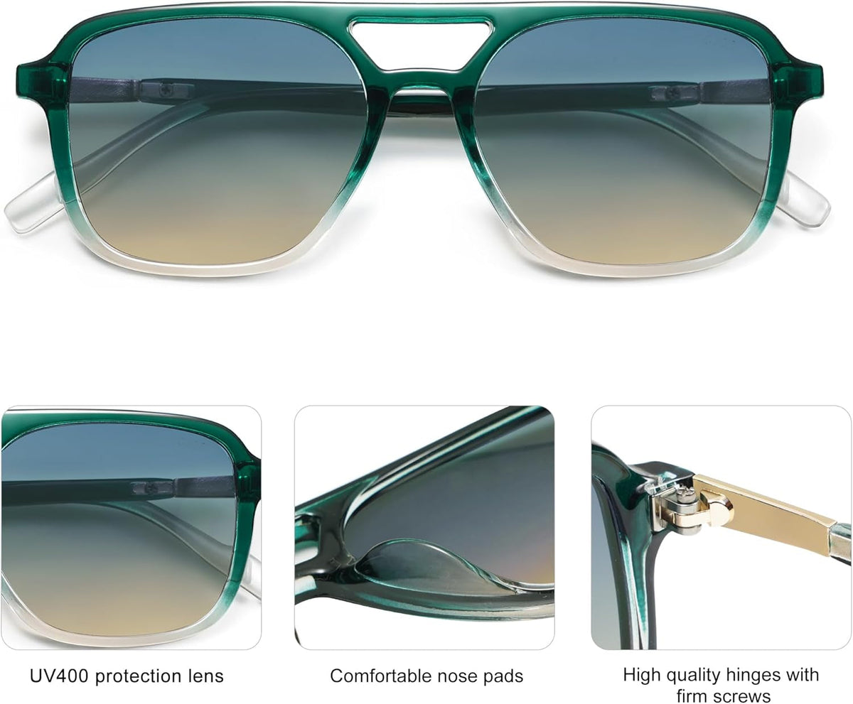 Retro Aviator Sunglasses for Women Men,Trendy Rectangle Womens Mens Shades Sun Glasses SJ2202
