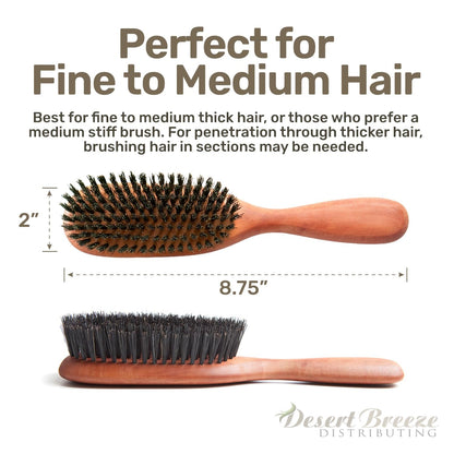 100% Natural Boar Bristle Hairbrush for Healthy Hair - Gentle Care, Made in Germany