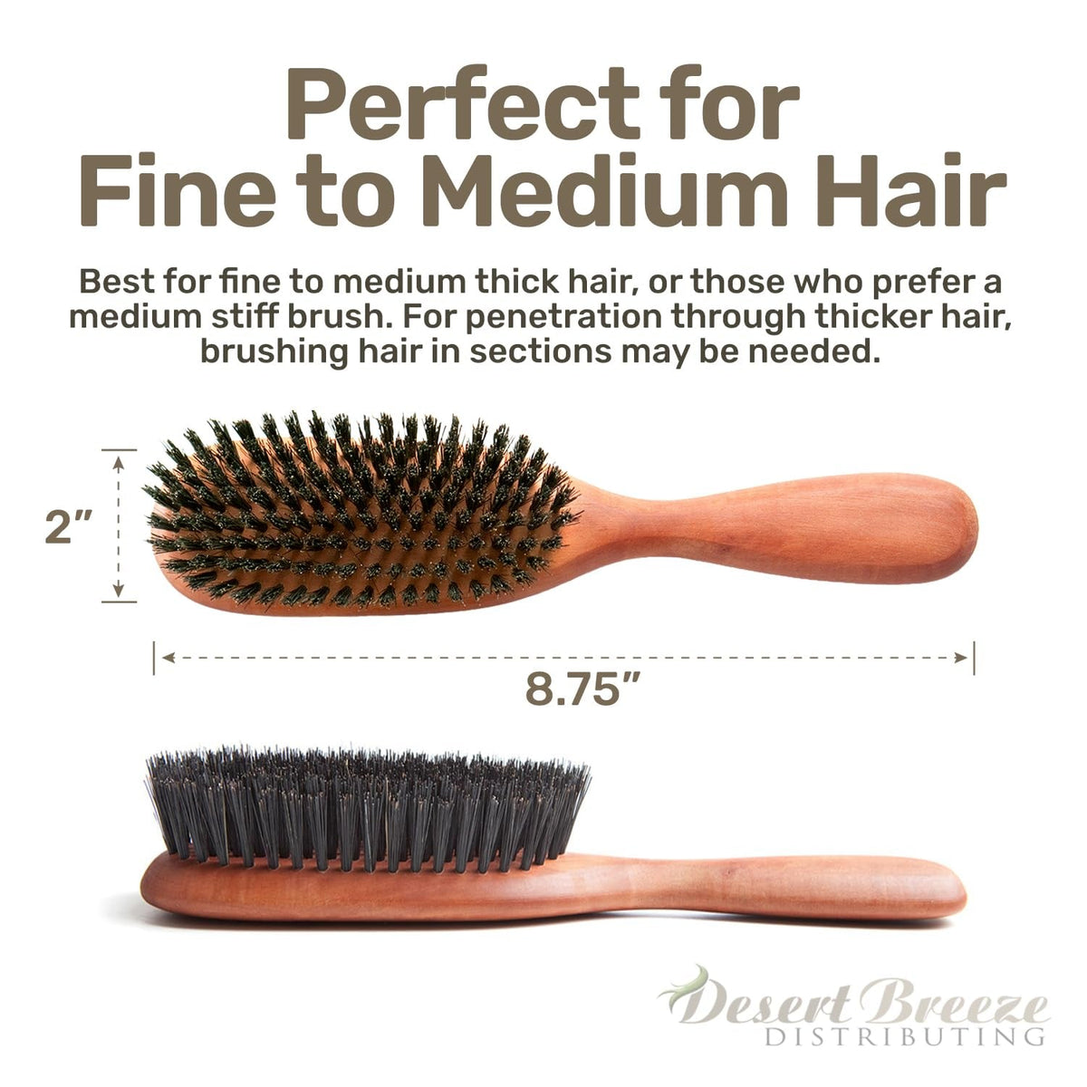 100% Natural Boar Bristle Hairbrush for Healthy Hair - Gentle Care, Made in Germany