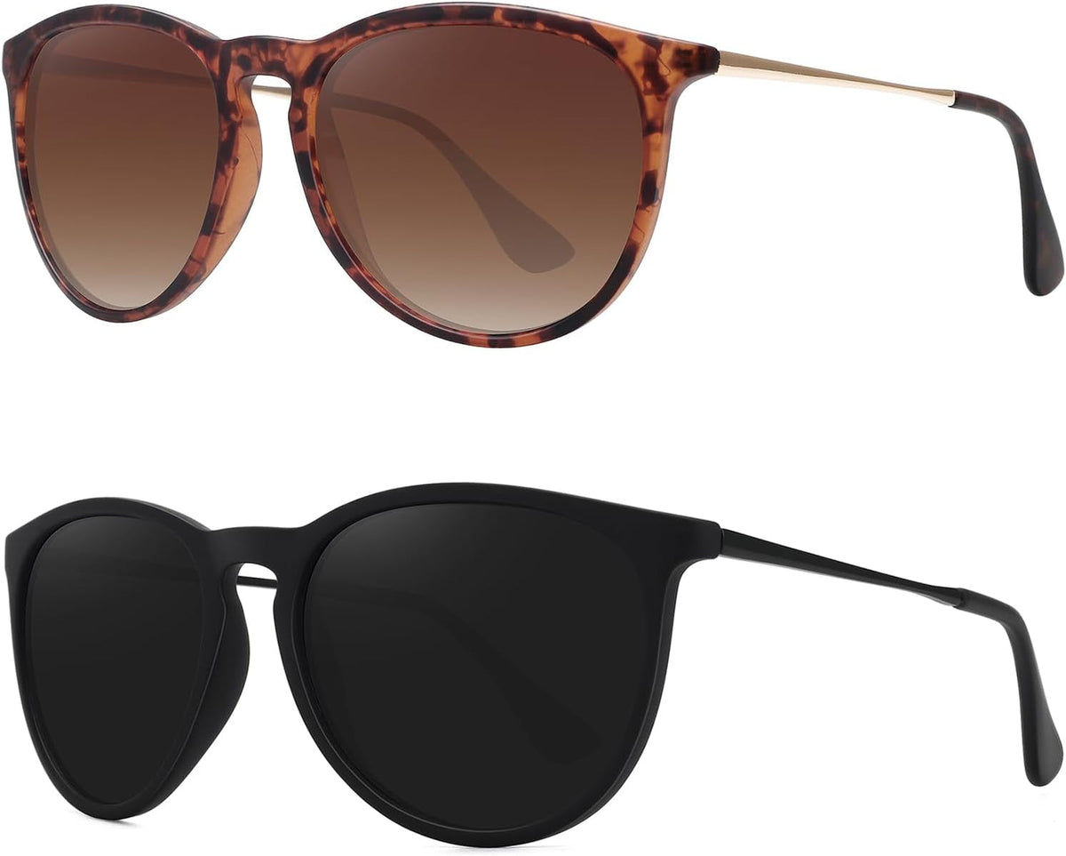 Retro sunglasses womens 2024 trendy round classic glasses