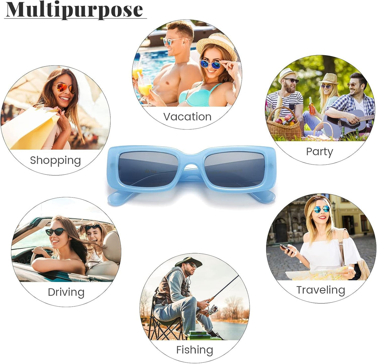 Rectangle Sunglasses Men Tinted Polarized Big Square Retro 90S Vintage Y2K Glasses for Women UV Protection