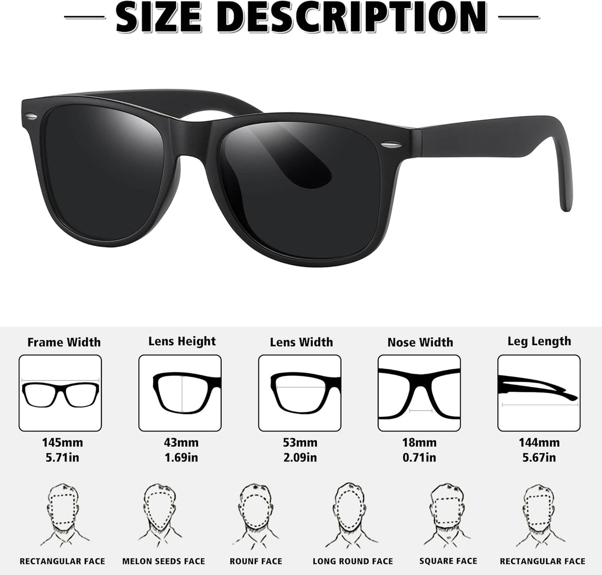 Polarized Sunglasses for Men Women Classic Retro Sun Glasses for Driving UV Protection