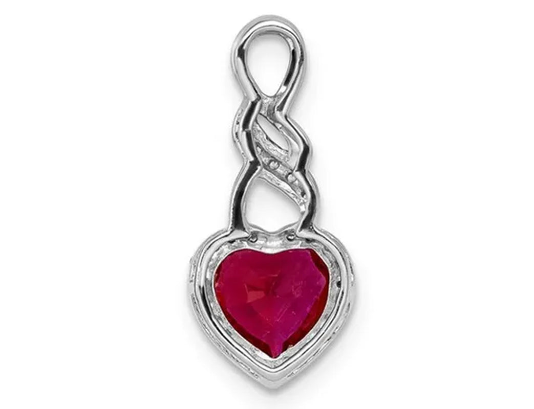 3/4 Carat (ctw) Ruby Heart Pendant Necklace in 14K White Gold with Chain