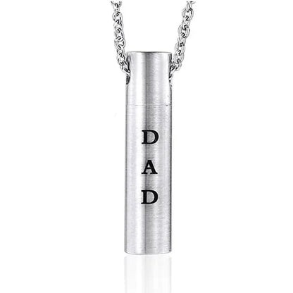 Mom Dad Stainless Steel Urn Necklaces for Women Men Cremation Pendant Necklace for Memorial Ashes Jewelry Silver
