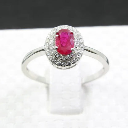 0.5 ct natural ruby engagement ring for woman 4 mm*6 mm SI grade ruby silver ring solid 925 sterling silver ruby wedding jewelry