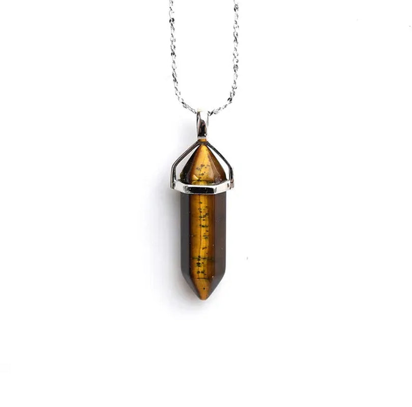 S925 Sterling Silver Chain Yellow Tiger Eye Stone Crystal Healing Point Semi-precious Gemstone Pendant Necklace for Women