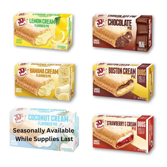 Cream Pie Variety Pack Individually Wrapped on the Go Pastry Handheld Snack Pies (Pack of 6)