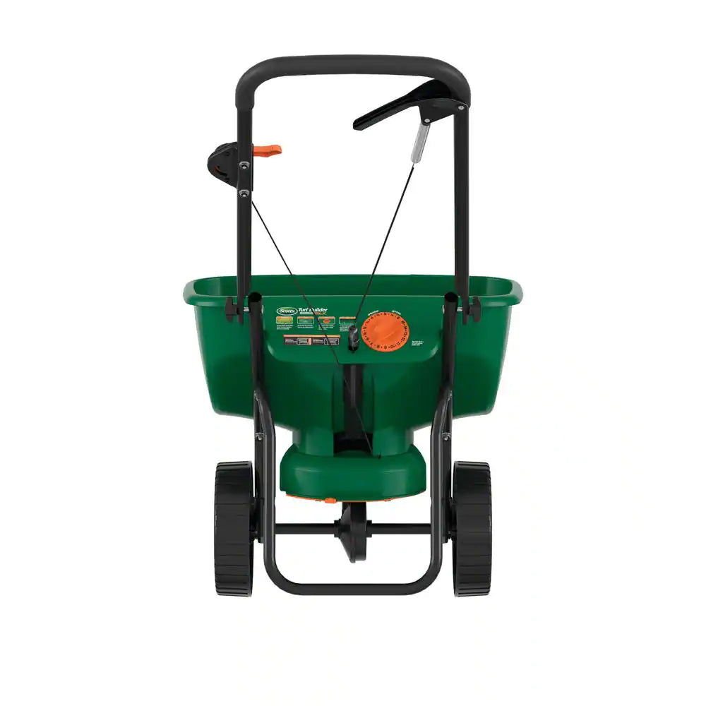 Turf Builder Edgeguard DLX Push Broadcast Spreader Holds up to 15,000 Sq.Ft. for Seed, Fertilizer, Salt, Ice Melt