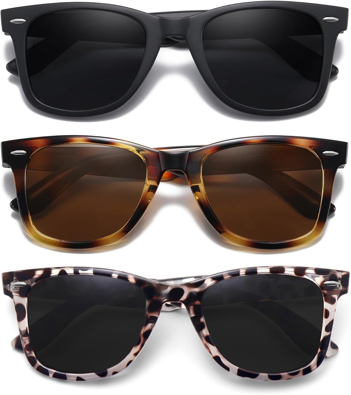 Retro Polarized Sunglasses for Women Men Classic Mirror Lens Driving Trendy Sun Glasses UV Protection (3 Pack)