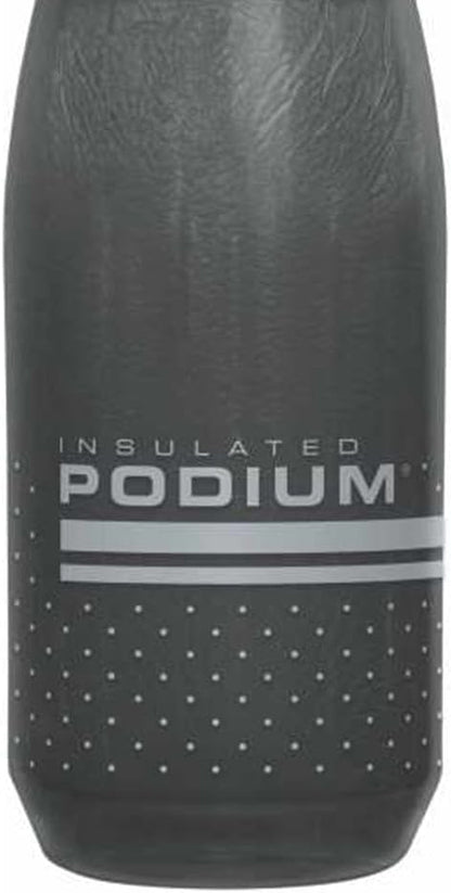 Podium Chill Insulated Bike Water Bottle - Easy Squeeze Bottle - Fits Most Bike Cages - 21Oz, Black
