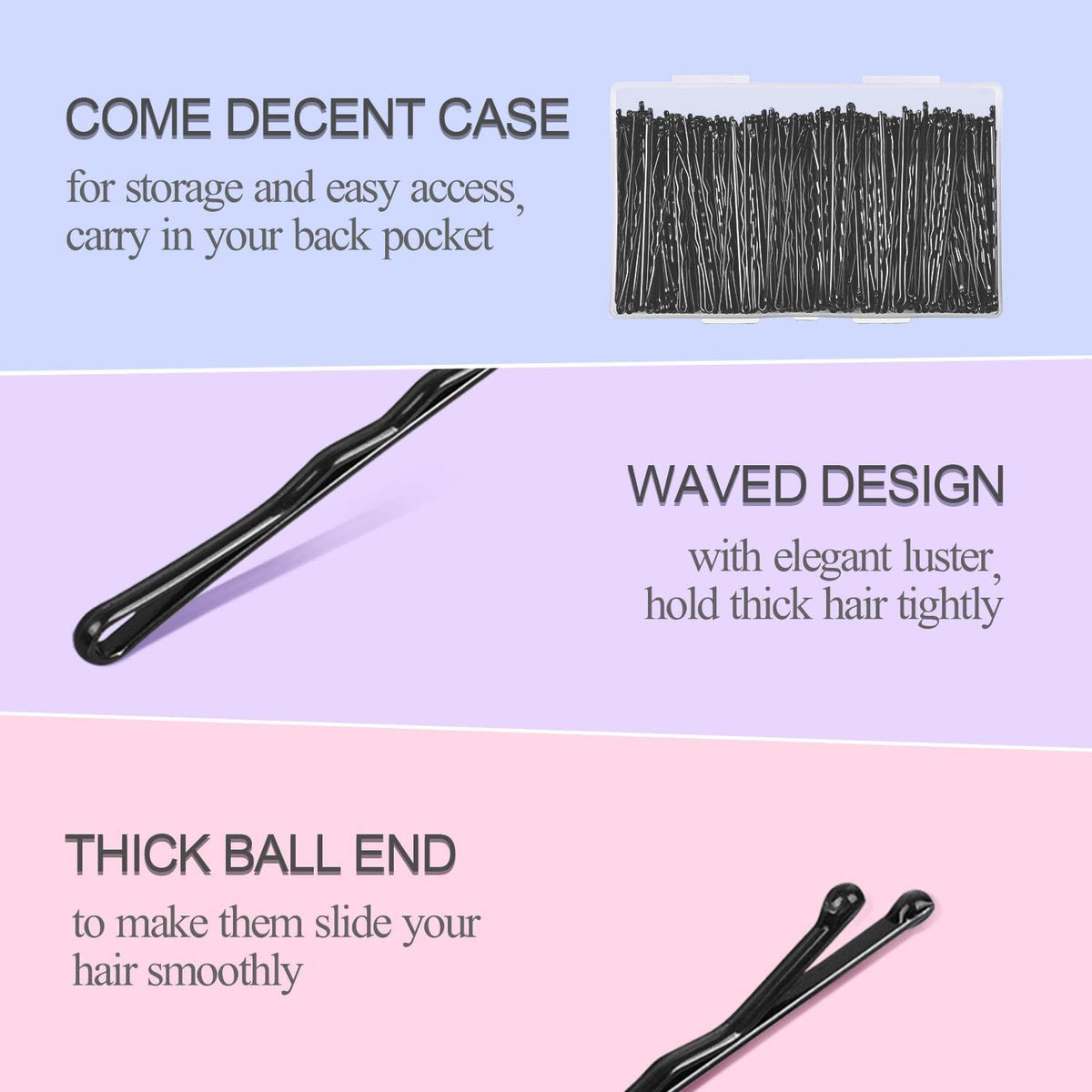 240 Pcs Bobby Pins Black,  2.2 Inches Bobby Hair Pins for All Hair with Box