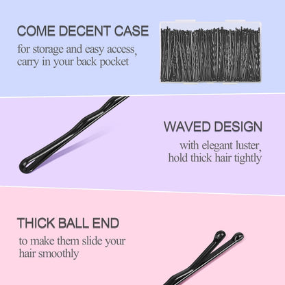 240 Pcs Bobby Pins Black,  2.2 Inches Bobby Hair Pins for All Hair with Box