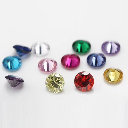 12Pcs Birthday Stone 1Pcs per Color round Loose Cubic Zirconia Stones Synthetic Ruby Synthetic Spinel