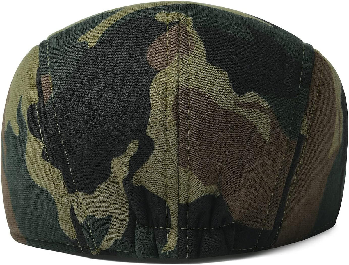 Men'S Cotton Flat Ivy Gatsby Newsboy Driving Hat Cap (Green Camouflage)