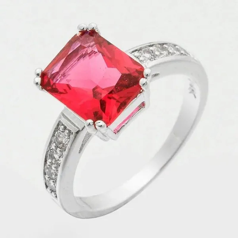 6-Color Natural 3.58CT White/Alexandrite/Sapphire/Pink/Emerald/Ruby Diamond 14K White Gold Ring Size 6-10
