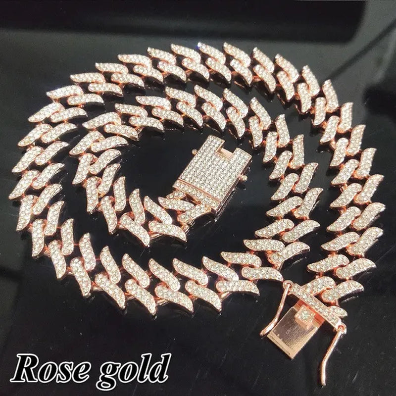 Iced Out Chain 925 Silver Diamond Miami Cuban Chain Link Choker Hip Hop Jewelry Silver Chain for Men Necklace Bracelet 7-24 Inch
