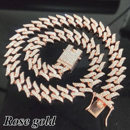 Iced Out Chain 925 Silver Diamond Miami Cuban Chain Link Choker Hip Hop Jewelry Silver Chain for Men Necklace Bracelet 7-24 Inch