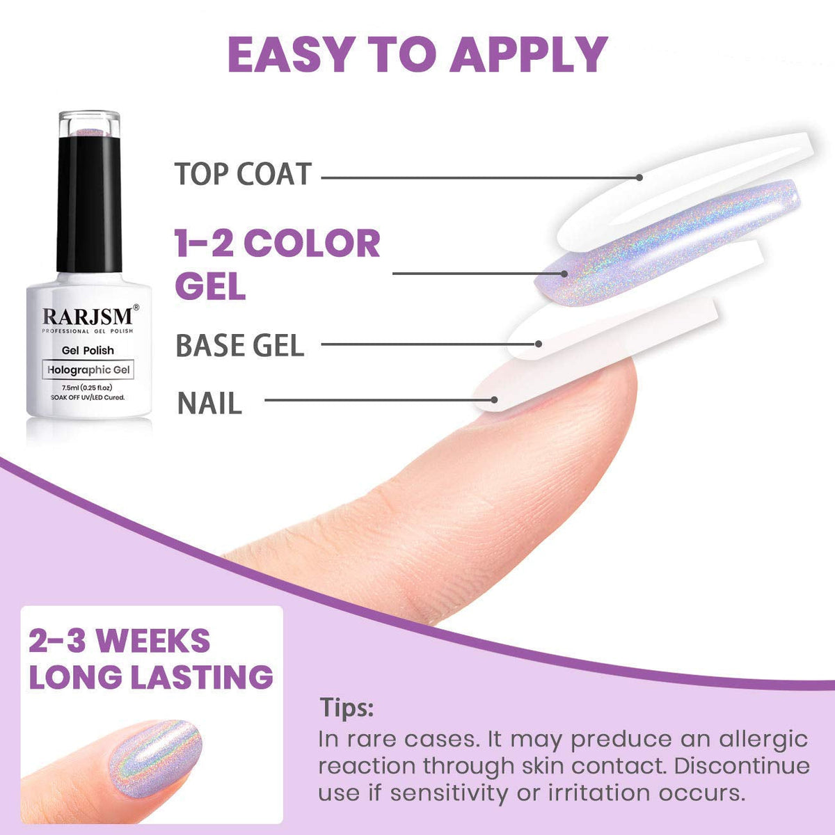Holographic Nail Polish Neon Hot Pink Gel 7.5ML Gorgeous Glossy Hologram Curing Required Art Manicure Salon DIY at Home
