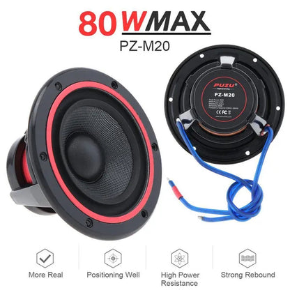 2Pcs Universal 80W 4Ohm 2.5Inch Kevlar Cone Midrange Car Speakers